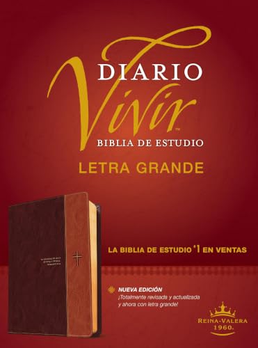 Biblia de Estudio del Diario Vivir Rvr60, Letra Grande (Letra Roja, Sentipiel, Cafe/Cafe Claro) by Tyndale, Imitation Leather book cover