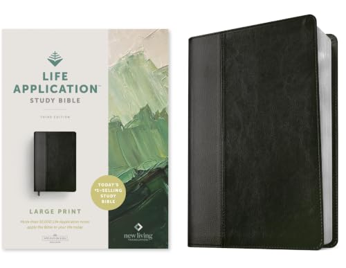 NLT Life Application Study Bible, Third Edition, Large Print (Leatherlike, Black/Onyx) by New Living Translation, Imitation Leather book cover