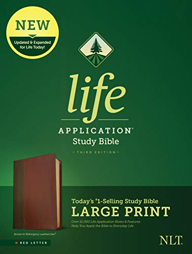 NLT Life Application Study Bible, Third Edition, Large Print (Red Letter, Leatherlike, Brown/Tan) by New Living Translation, Imitation Leather book cover