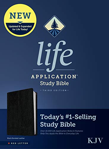 KJV Life Application Study Bible, Third Edition (Bonded Leather, Black, Red Letter) by Tyndale, Bonded Leather book cover