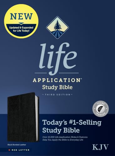 KJV Life Application Study Bible, Third Edition (Bonded Leather, Black, Indexed, Red Letter) by Tyndale, Bonded Leather book cover