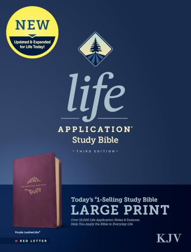 KJV Life Application Study Bible, Third Edition, Large Print (Leatherlike, Purple, Red Letter) by Tyndale, Imitation Leather book cover