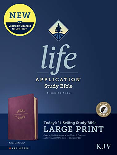 KJV Life Application Study Bible, Third Edition, Large Print (Leatherlike, Purple, Indexed, Red Letter) by Tyndale, Imitation Leather book cover
