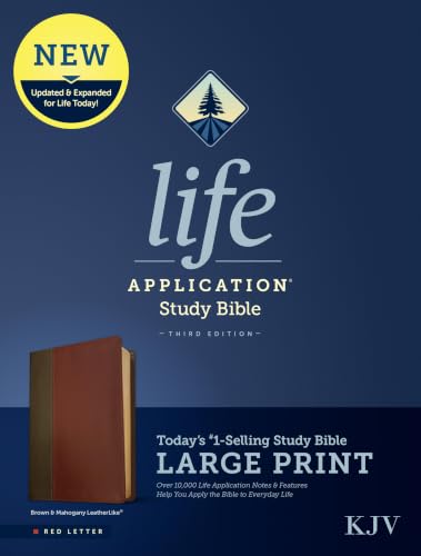 KJV Life Application Study Bible, Third Edition, Large Print (Leatherlike, Brown/Mahogany, Red Letter) by Tyndale, Imitation Leather book cover
