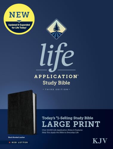 KJV Life Application Study Bible, Third Edition, Large Print (Bonded Leather, Black, Red Letter) by Tyndale, Bonded Leather book cover