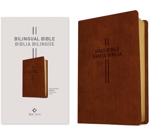 Bilingual Bible / Biblia Bilingue Nlt/Ntv (Leatherlike, Brown) by Nueva Traduccion Viviente, Imitation Leather book cover