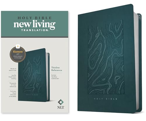 NLT Thinline Reference Bible, Filament Enabled Edition (Red Letter, Leatherlike, Teal Blue) by New Living Translation, Imitation Leather book cover