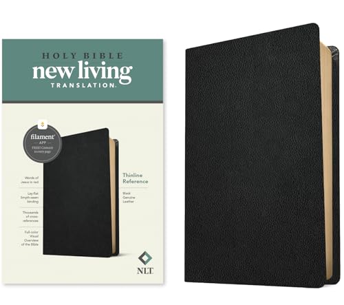 NLT Thinline Reference Bible, Filament Enabled Edition (Red Letter, Genuine Leather, Black) by New Living Translation, Leather book cover