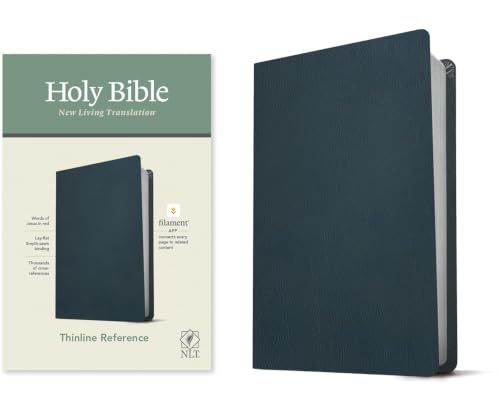 NLT Thinline Reference Bible, Filament Enabled Edition (Red Letter, Genuine Leather, Blue) by New Living Translation, Leather book cover