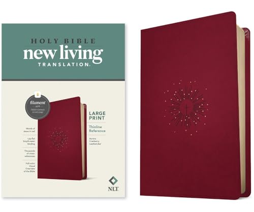 NLT Large Print Thinline Reference Bible, Filament Enabled Edition (Red Letter, Leatherlike, Berry) by New Living Translation, Imitation Leather book cover