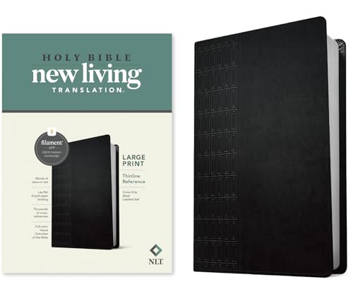 NLT Large Print Thinline Reference Bible, Filament Enabled Edition (Red Letter, Leatherlike, Black) by New Living Translation, Imitation Leather book cover