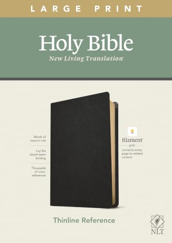 NLT Large Print Thinline Reference Bible, Filament Enabled Edition (Red Letter, Genuine Leather, Black) by New Living Translation, Leather book cover