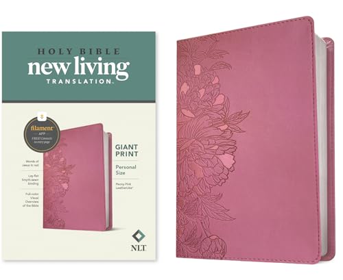 NLT Personal Size Giant Print Bible, Filament Enabled Edition (Red Letter, Leatherlike, Peony Pink) by New Living Translation, Imitation Leather book cover