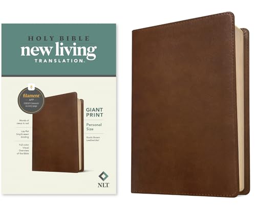 NLT Personal Size Giant Print Bible, Filament Enabled Edition (Red Letter, Leatherlike, Rustic Brown) by New Living Translation, Imitation Leather book cover