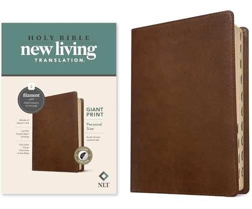 NLT Personal Size Giant Print Bible, Filament Enabled Edition (Red Letter, Leatherlike, Rustic Brown, Indexed) by New Living Translation, Imitation Leather book cover