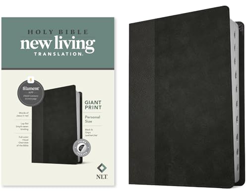 NLT Personal Size Giant Print Bible, Filament Enabled Edition (Red Letter, Leatherlike, Black/Onyx, Indexed) by New Living Translation, Imitation Leather book cover