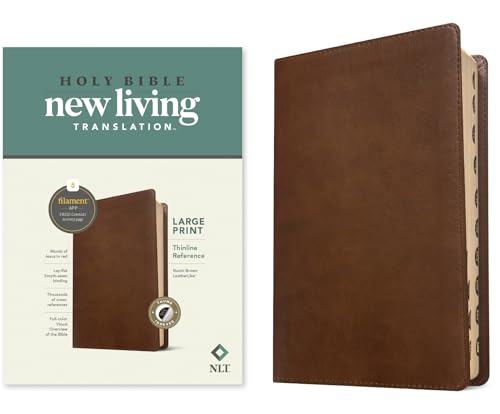 NLT Large Print Thinline Reference Bible, Filament Enabled Edition (Red Letter, Leatherlike, Rustic Brown, Indexed) by New Living Translation, Imitation Leather book cover