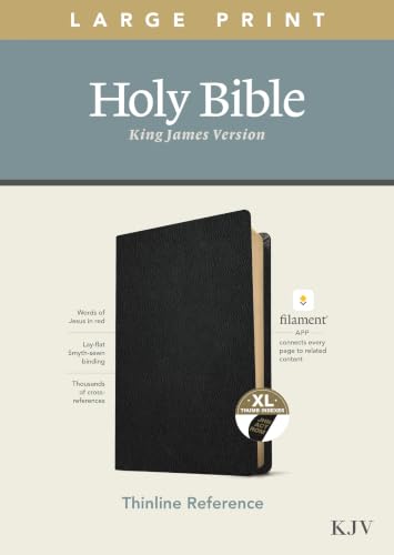 KJV Large Print Thinline Reference Bible, Filament Enabled Edition (Red Letter, Genuine Leather, Black, Indexed) by Tyndale, Leather book cover