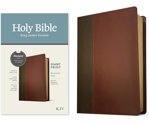 KJV Personal Size Giant Print Bible, Filament Enabled Edition (Leatherlike, Brown/Mahogany) by Tyndale, Imitation Leather book cover