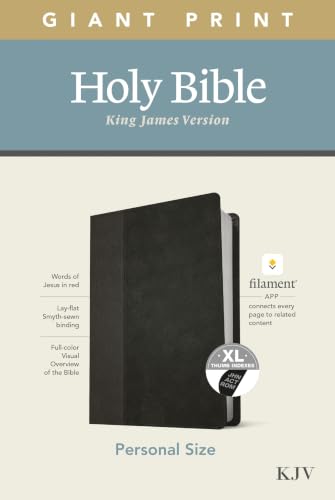 KJV Personal Size Giant Print Bible, Filament Enabled Edition (Leatherlike, Black/Onyx, Indexed) by Tyndale, Imitation Leather book cover