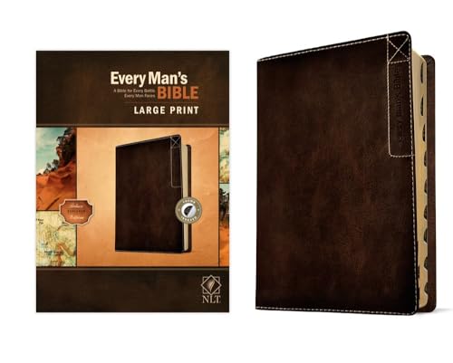 Every Man's Bible Nlt, Large Print, Deluxe Explorer Edition (Leatherlike, Rustic Brown, Indexed) by New Living Translation, Imitation Leather book cover