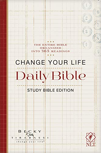 Change Your Life Daily Bible (Softcover): Study Bible Edition by New Living Translation, Paperback book cover