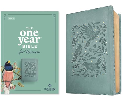 NLT the One Year Bible for Women (Leatherlike, Birdsong Teal) by New Living Translation, Imitation Leather book cover