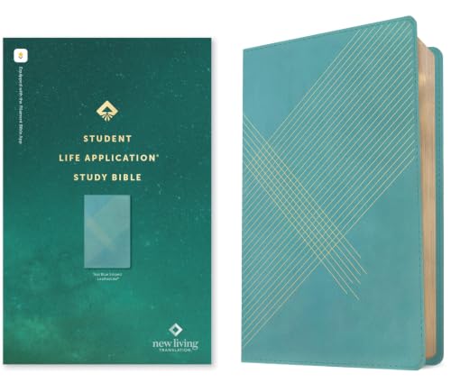 NLT Student Life Application Study Bible, Filament Enabled (Leatherlike, Teal Blue Striped, Red Letter) by New Living Translation, Imitation Leather book cover