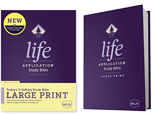 NKJV Life Application Study Bible, Third Edition, Large Print (Hardcover, Red Letter) by Tyndale, Hardcover book cover