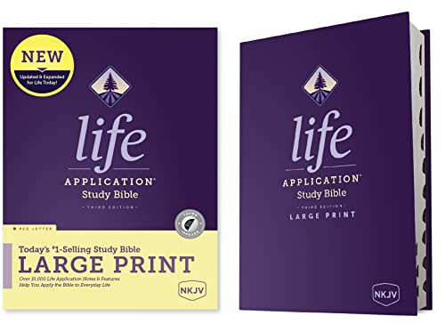 NKJV Life Application Study Bible, Third Edition, Large Print (Hardcover, Indexed, Red Letter) by Tyndale, Hardcover book cover