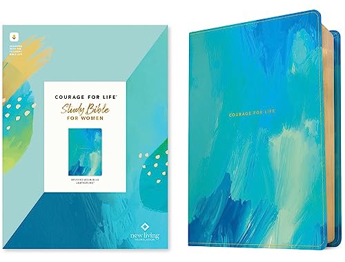 NLT Courage for Life Study Bible for Women, Filament Enabled (Leatherlike, Brushed Aqua Blue) by New Living Translation, Imitation Leather book cover