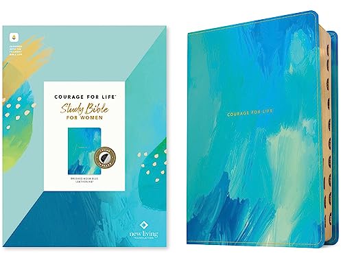 NLT Courage for Life Study Bible for Women, Filament Enabled (Leatherlike, Brushed Aqua Blue, Indexed) by New Living Translation, Imitation Leather book cover