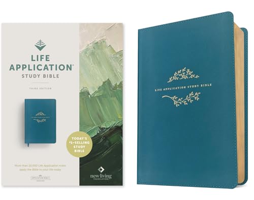 NLT Life Application Study Bible, Third Edition (Leatherlike, Teal Blue, Red Letter) by New Living Translation, Imitation Leather book cover