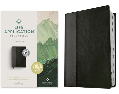 NLT Life Application Study Bible, Third Edition (Leatherlike, Black/Onyx, Indexed, Red Letter) by New Living Translation, Imitation Leather book cover