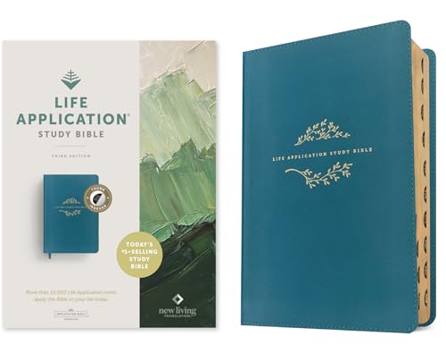 NLT Life Application Study Bible, Third Edition (Leatherlike, Teal Blue, Indexed, Red Letter) by New Living Translation, Imitation Leather book cover