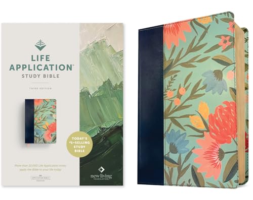 NLT Life Application Study Bible, Third Edition (Leatherlike, Teal Floral, Red Letter) by New Living Translation, Imitation Leather book cover