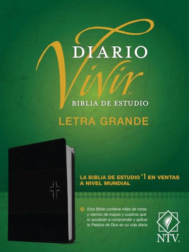 Biblia de Estudio del Diario Vivir Ntv, Letra Grande (Sentipiel, Negro/Onice, Letra Roja) by Tyndale Bible, Imitation Leather book cover