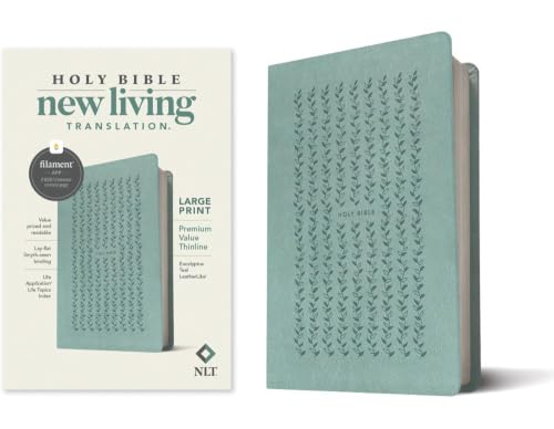 NLT Large Print Premium Value Thinline Bible, Filament Enabled (Leatherlike, Eucalyptus Teal) by New Living Translation, Imitation Leather book cover
