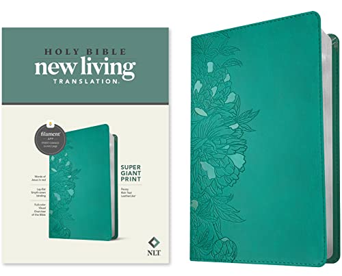 NLT Super Giant Print Bible, Filament Enabled (Leatherlike, Peony Rich Teal, Red Letter) by New Living Translation, Imitation Leather book cover