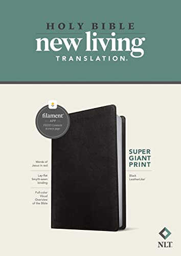 NLT Super Giant Print Bible, Filament Enabled (Leatherlike, Black, Red Letter) by New Living Translation, Imitation Leather book cover