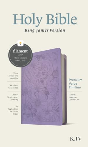 KJV Premium Value Thinline Bible, Filament Enabled (Leatherlike, Garden Lavender, Red Letter) by Tyndale, Imitation Leather book cover