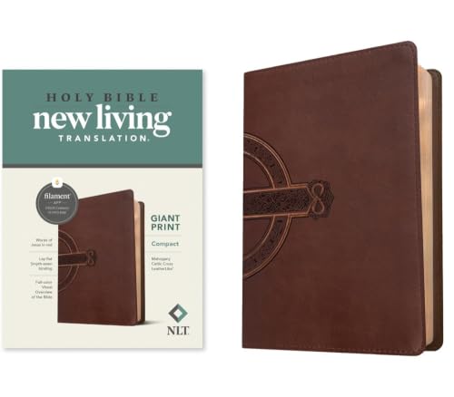 NLT Compact Giant Print Bible, Filament Enabled (Leatherlike, Mahogany Celtic Cross, Red Letter) by New Living Translation, Imitation Leather book cover