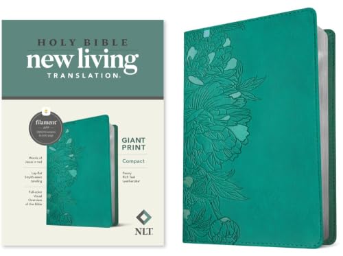 NLT Compact Giant Print Bible, Filament Enabled (Leatherlike, Peony Rich Teal, Red Letter) by New Living Translation, Imitation Leather book cover
