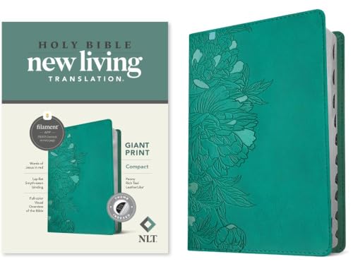 NLT Compact Giant Print Bible, Filament Enabled (Leatherlike, Peony Rich Teal, Indexed, Red Letter) by New Living Translation, Imitation Leather book cover