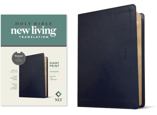 NLT Compact Giant Print Bible, Filament Enabled (Leatherlike, Navy Blue Cross, Red Letter) by New Living Translation, Imitation Leather book cover