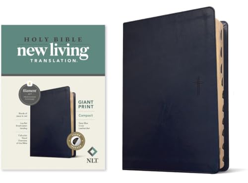 NLT Compact Giant Print Bible, Filament Enabled (Leatherlike, Navy Blue Cross, Indexed, Red Letter) by New Living Translation, Imitation Leather book cover