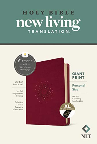 NLT Personal Size Giant Print Bible, Filament Enabled (Leatherlike, Aurora Cranberry, Indexed, Red Letter) by New Living Translation, Imitation Leather book cover