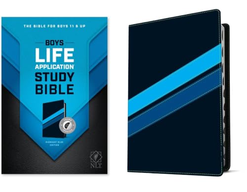 NLT Boys Life Application Study Bible, Tutone (Leatherlike, Midnight Blue, Indexed) by New Living Translation, Imitation Leather book cover