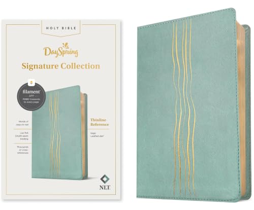 NLT Thinline Reference Bible, Dayspring Signature Collection, Filament Enabled (Leatherlike, Sage, Red Letter) by New Living Translation, Imitation Leather book cover