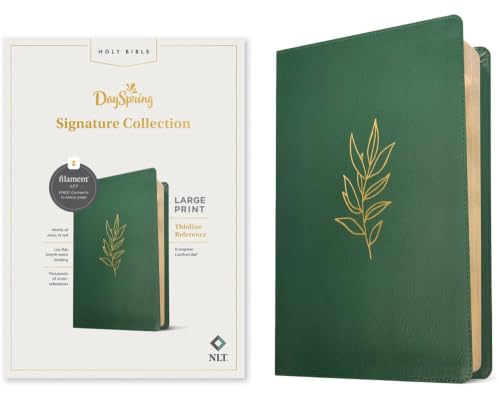NLT Large Print Thinline Reference Bible, Dayspring Signature Collection, Filament Enabled (Leatherlike, Evergreen, Red Letter) by New Living Translation, Imitation Leather book cover